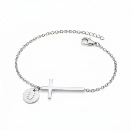 Elodryn™ Initial Sacred Bracelet – Personalized Cross