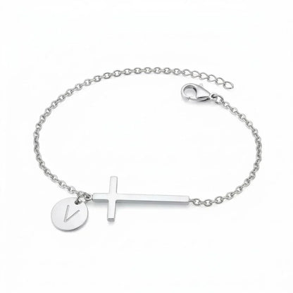 Elodryn™ Initial Sacred Bracelet – Personalized Cross