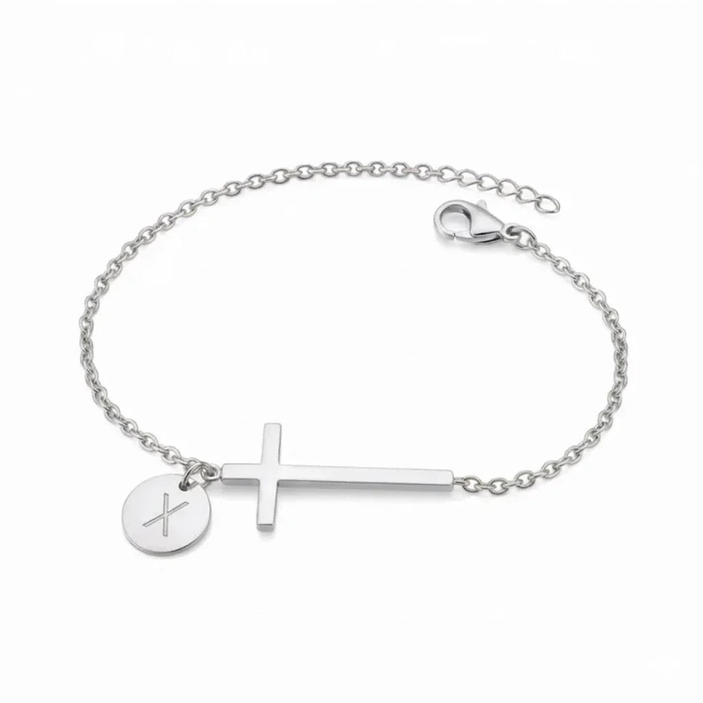 Elodryn™ Initial Sacred Bracelet – Personalized Cross
