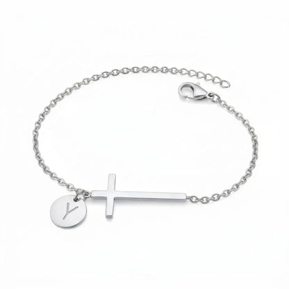 Elodryn™ Initial Sacred Bracelet – Personalized Cross