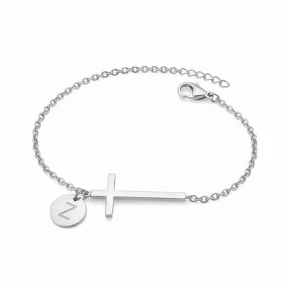 Elodryn™ Initial Sacred Bracelet – Personalized Cross