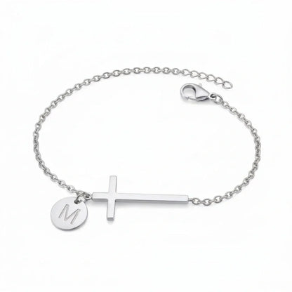 Elodryn™ Initial Sacred Bracelet – Personalized Cross