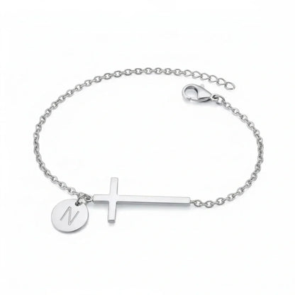 Elodryn™ Initial Sacred Bracelet – Personalized Cross